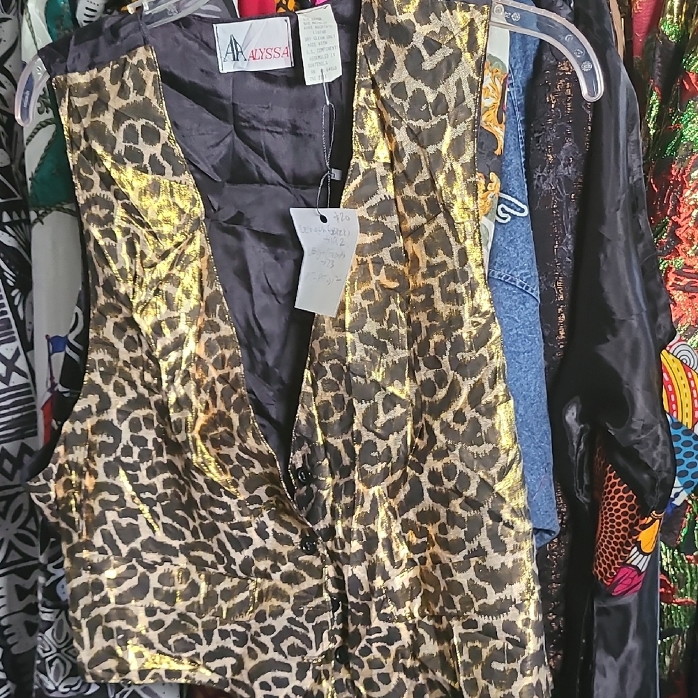 Alyssa Gold Leopard Print Vest - Women's Statement Waistcoat